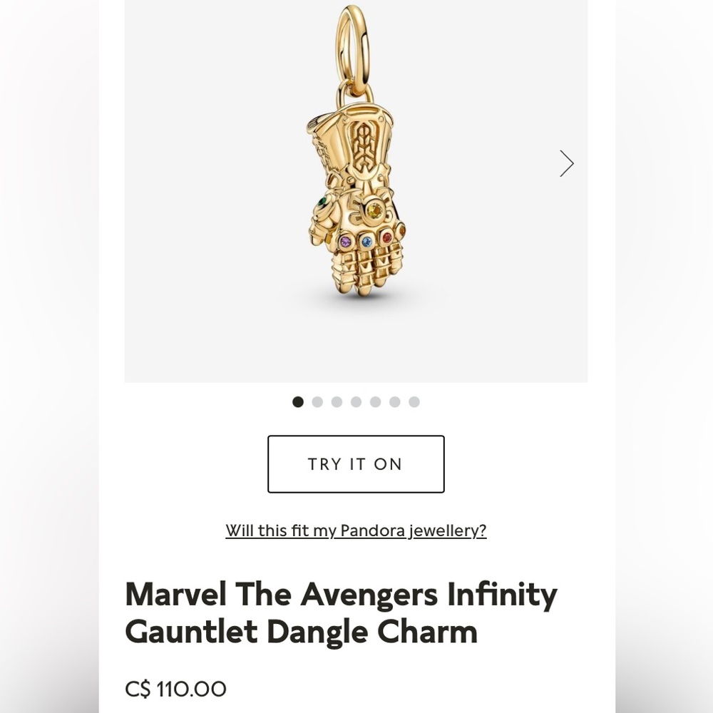 ❤️❤️❤️MARVEL THE AVENGERS INFINITY GAUNTLET DANGLE CHARM❤️❤️❤️